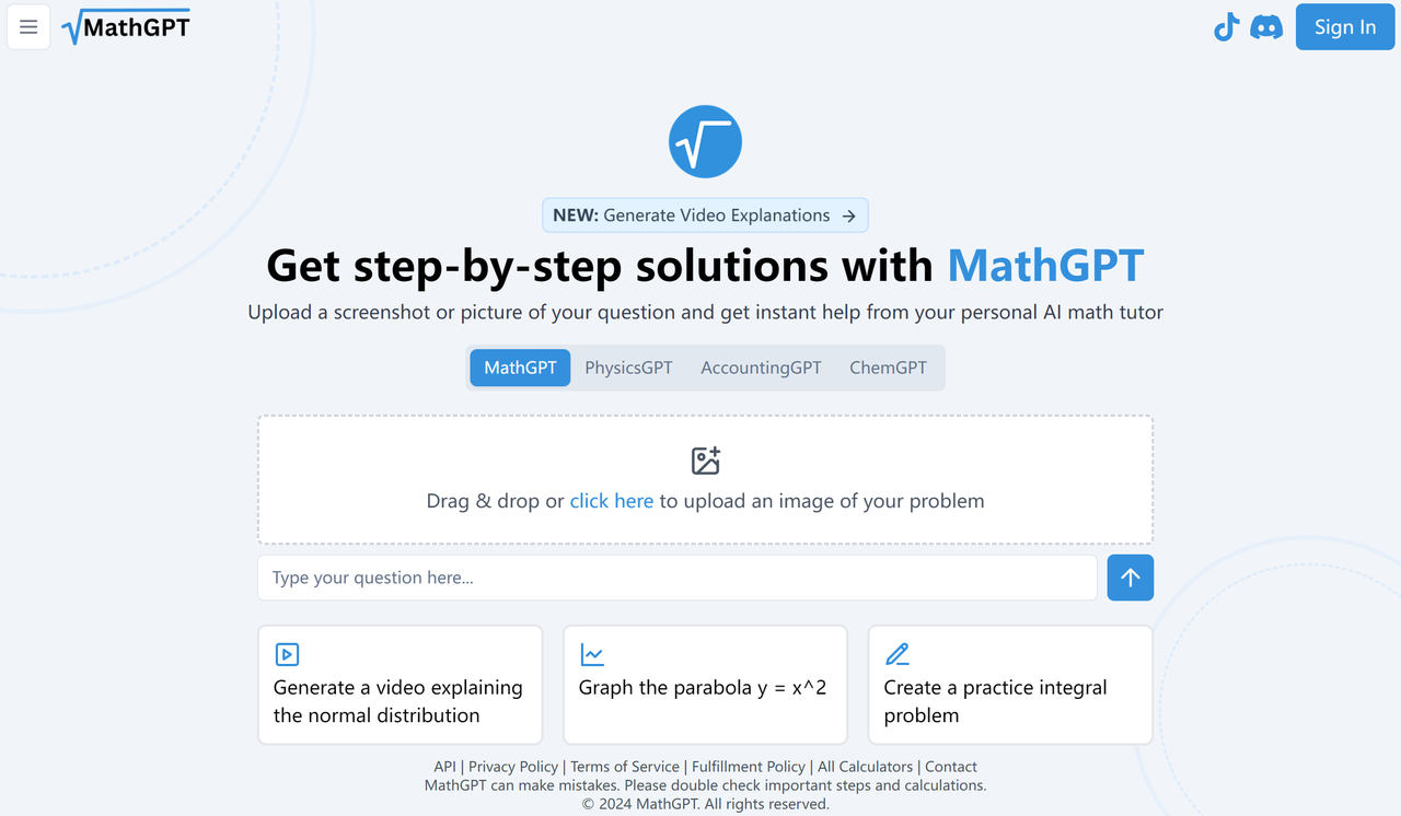 MathGPT screenshot